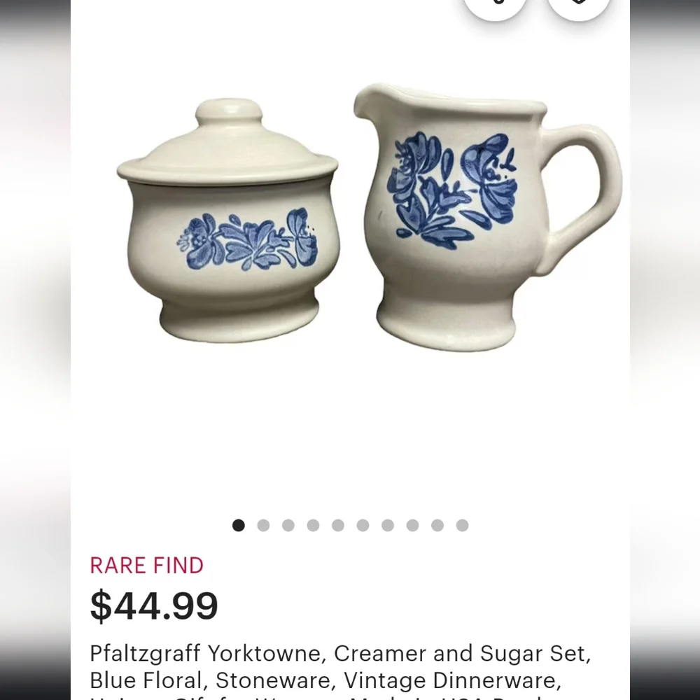 Vintage stoneware Pfaltzgraff lot of 6 pieces sugar, creamer, spoon small ctock